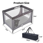 Portable Crib Baby Playpen With Mattress And Carry Bag Grey