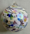 Hand Blown Colorful Iridescent Confetti Art Glass Orb Ornament 4 