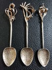 Lot-3 Antique Harris   Son Sterling Silver 925 Demitasse Spoons-australian Flora