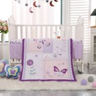 Wowelife Crib Bedding Set For Girls  3 Pieces Floral Butterfly Baby Girl Bedd   