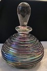 Art Glass Swirl Iridescent Perfume Bottle With Stopper Beautiful Colors