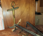 Nice Pair Fireplace Andiron Bases With  18  Bronze Anchor Ornaments  extra Item 