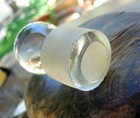 Antique Large Glass Bottle Stopper - Big Heavy Round Clear Cut Glass Stopper