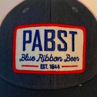 Pabst Blue Ribbon Beer Trucker Hat Snapback Mesh Cap Navy White Red Nwt Osfm