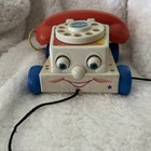 Fisher-price Chatter Telephone Pull Toy 2009 With Red Handset And Blue Wheels