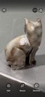 Hand Carved Stone Cat Figurine 2  Miniature Sitting Kitty Sculpture Yellow Eyes