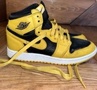 Boys Air Jordan 1 Retro High Og    pollen    Black   Yellow Size 4 5