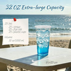 32 Oz Clear Plastic Cups With Flat Lids And Straws 25 Sets Disposable Iced Coffe