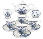 English Porcelain Tea Set Blue Floral Vintage Style China Teapot Gift For Her