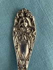 Sterling  Lunt Mark Unknown Pattern Nouveau Lady Face  5  5 8  Spoon Long Curls