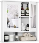 Bathroom Medicine Cabinet With Mirror  Wall-mounted Wooden Organizer