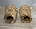 Pair Woven Vessel Seagrass Basket 7    Tall   6    Wide Vase Shaped Natural Boho
