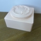 Vintage Pink Bath Dusting Powder Box With Puff Evyan White Shoulders B141