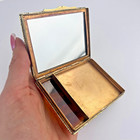 Antique Art Deco Women s Makeup Cosmetic Case Powder Box Brass Mirror Beautiful