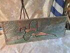 Vintage Hand Carved Wooden Folk Art  pheasant Flying Over Field  Designers
