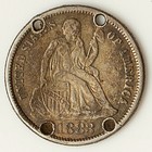 Seated Liberty Dime Love Token - Engraved    frank     Chain Holes - Lt28