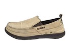 Crocs Walu Slip On Loafers Mens Size 12 Tan Canvas 11270 Boat Shoes Khaki