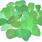 100 Small Sea Glass Beads Green Genuine Real Drilled Beach Glass Bulk 16   20mm