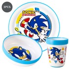 Sonic The Hedgehog 3pcs Bicolor Kids Dinner Tableware Set Plate  Bowl   Tumbler
