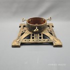 Vtg Art Deco Style Gold Tone Heavy Cast Iron 13 5  Square Christmas Tree Stand