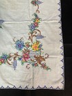 Vintage French Beautiful Floral Hand Embroidered Tablecloth Bedspread 120x120 Cm