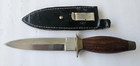 Vintage 9  Boot Dagger Knife Fixed Blade Wood   Brass Handle W  Sheath