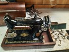 Vintage Singer Sewing Machine In Wood Cabinet