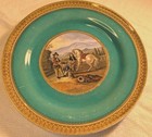 Antique 19th Century Prattware Turquoise Cabinet Plate  Made In The Uk  1870 s