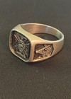 Vintage Bench Made 925 Silver Masonic Knights Templar Ring - York Rite 14g