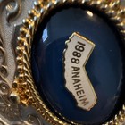 Men s Two-tone Oval Floral Western Belt Buckle Blue Center 1988 Anaheim