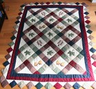 Vintage Handmade Patchwork Quilt Throw Comforter     Fall Theme 80    X64   