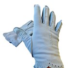 Vintage 60 s Light Blue Fabric Gloves Nylon Womens 7 5