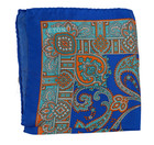 Nwt Eton Royal Blue W Paisley Print Silk Pocket Square Italy 13 