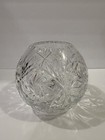 Vintage Heavy Cut Crystal Glass Rose Bowl Vase Starburst Pinwheel Pattern 6 
