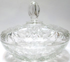 Vintage Anchor Hocking Glass Eapc Star Of David Candy Dish W Lid Clear 7 1 4  D