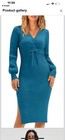 Nwt Sweater Dress Women Long Sleeve Bodycon Dress Knit Drawstring V Neck Midi Dr