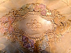 Antique Tambour Embroidered Net Lace Runner Pale Pastel Flowers 15x48