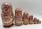 Vintage Russian Matryoshka 8  Nesting Dolls Winter 7 Piece Signed Hand Painted