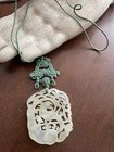 Rare Estate Jade Bird Necklace Heavily Carved Pierced Old 20 Grams