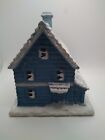 Byron Molds 1980 Ceramic Blue House Cottage Village  christmas Painted Vintage