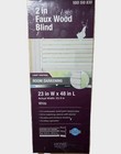 2  Faux Wood Blinds 23 w X 48 l  White  Wood Grain  Blackout  Cordless Operation
