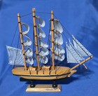 Vtg Sail Boat Wood Model Ship 9  X 9  On Stand String Filament Rigging See Desc