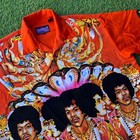 Vintage Orange Jimi Hendrix Aop Dragonfly Axis Bold As Love Button Down Shirt