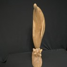 Large Hand Carved Wooden Dolphin Figurine Sculpture On Shell And Coral Base 16   