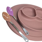 Ezpz Dusty Rose Mini Mat Placemat   Plate In One   2 Silicone   Stainless Spoons