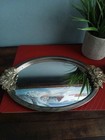 Vintage Godinger Silver Art Co Mirrored Vanity perfume Tray 3d Rose Handles