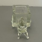 Glass Donkey Pulling Cart Toothpick Candy Holder Planter Clear Pressed Vintage