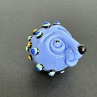 Contemporary Handmade Art Glass Marble 1 18  Blue Hedgehog Hobnail Mib Signed