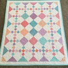 New Handmade Baby Girl Crib Quilt Multicolored Diamonds
