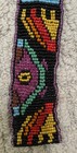 Vintage Hand Beaded Black Purple Red Blue Native Style Strip Belt Craft Applique